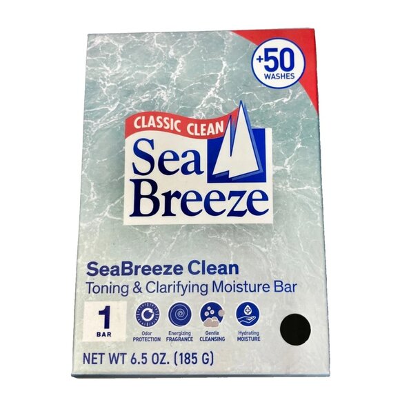4 SEA BREEZE Classic Clean Toning & Clarifying Moisture BAR SOAP 6.5 oz X 4 Bars - Picture 3 of 6